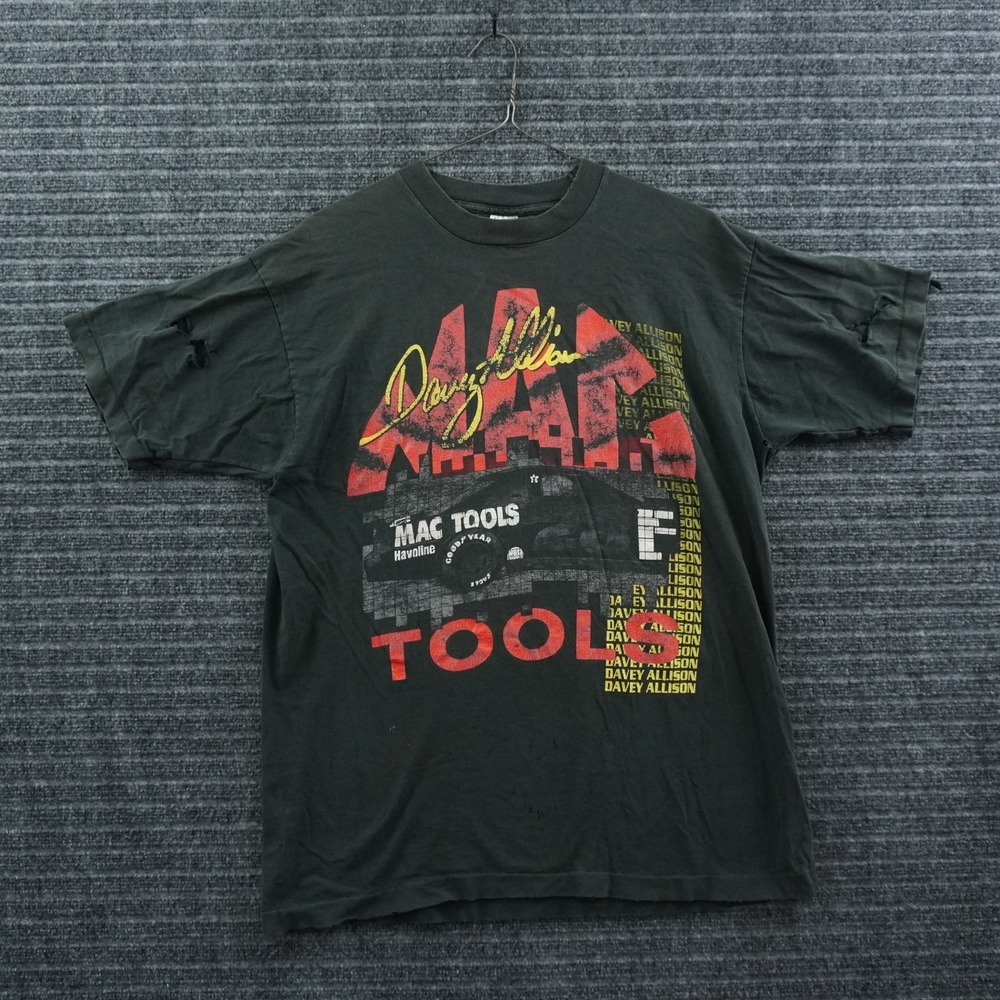 Fruit of the Loom Davey Allison T-Shirt Mens XL Black Mac Tools‎ Nascar Vintage